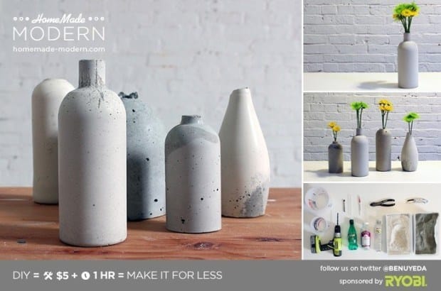 Gorgeous DIY Concrete Flower Vases