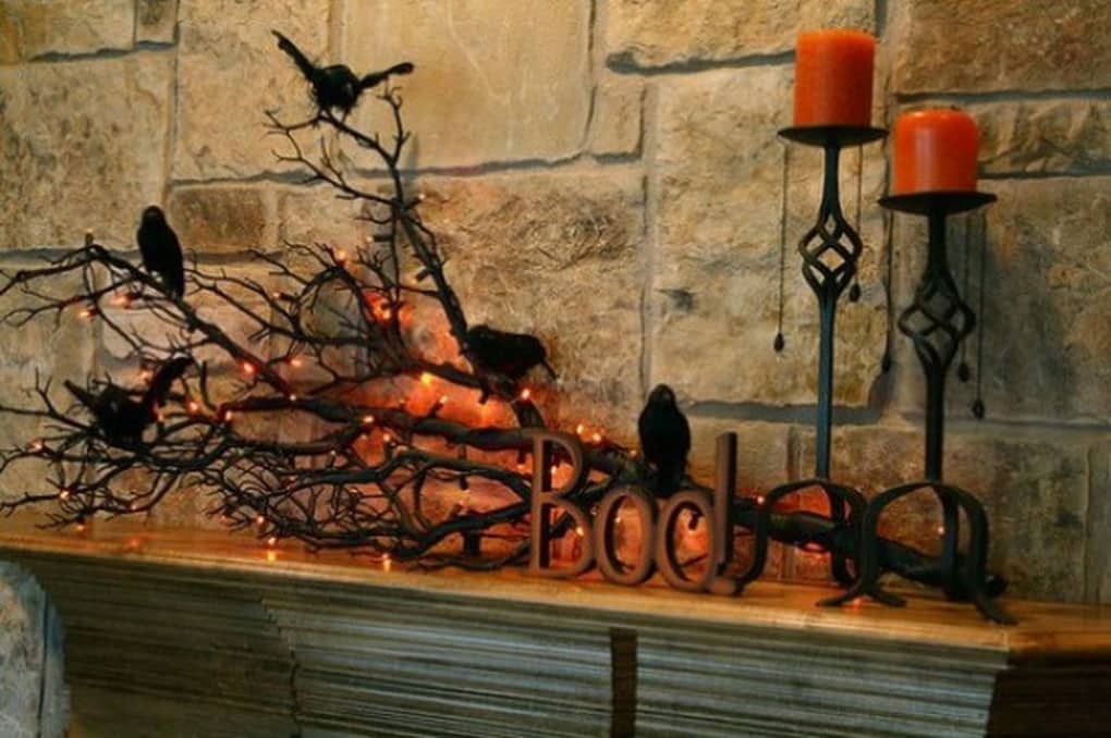 cool halloween decoration for fireplace ideas