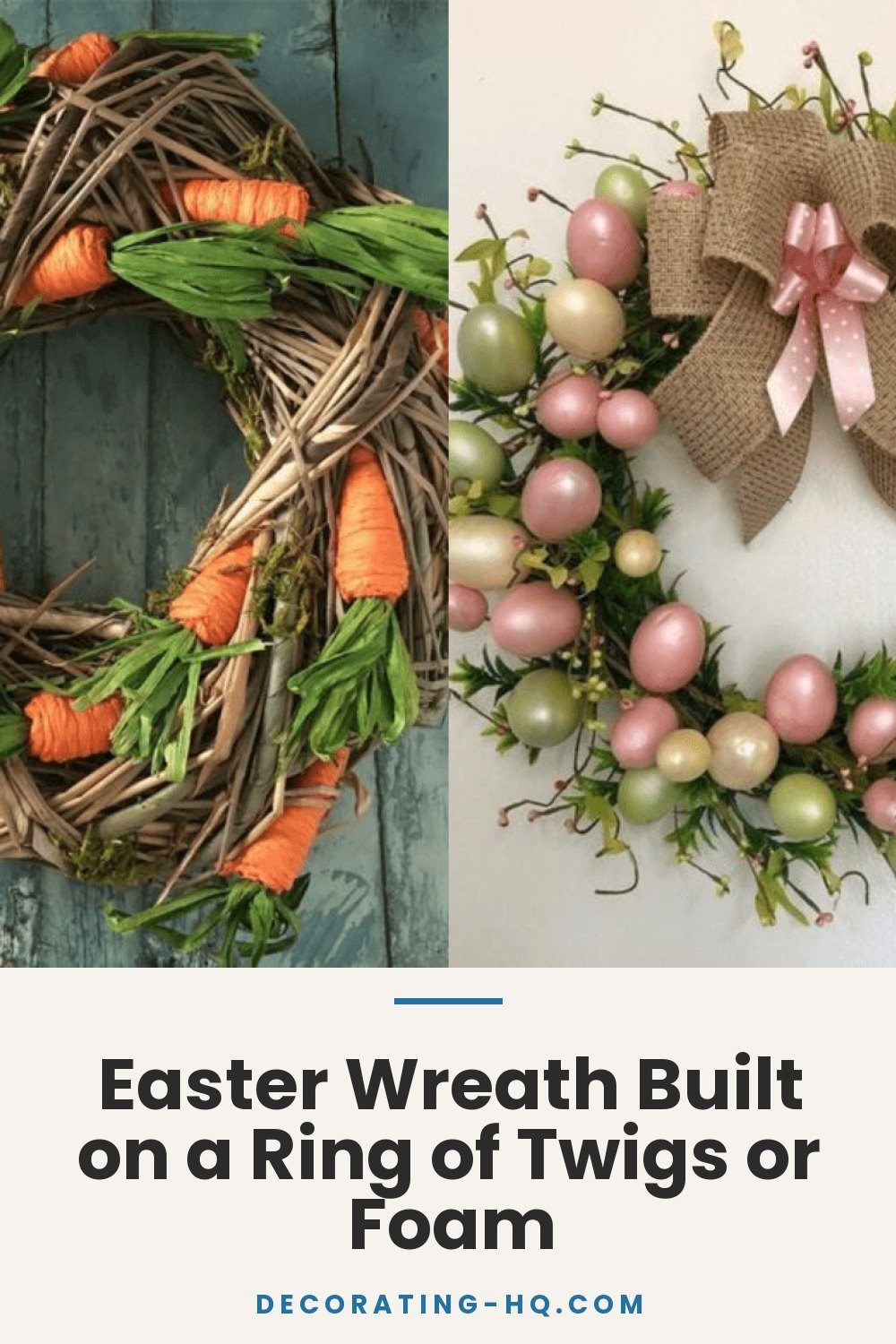 Easter Wreath Built on a Ring of Twigs or Foam