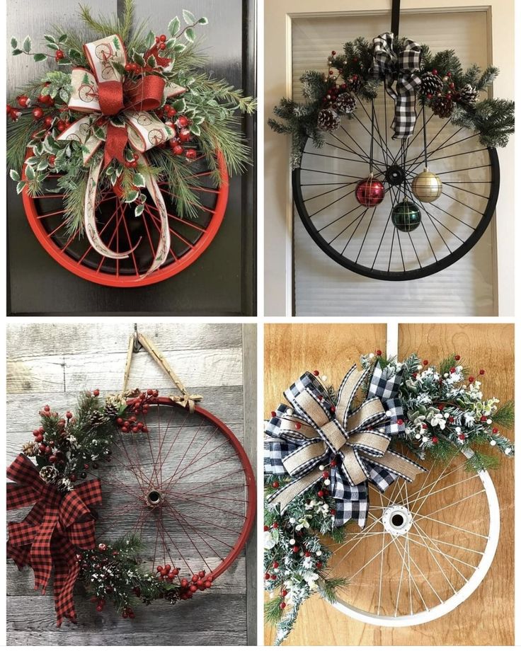 creative christmas decoration with bicycle wheels ideas 1