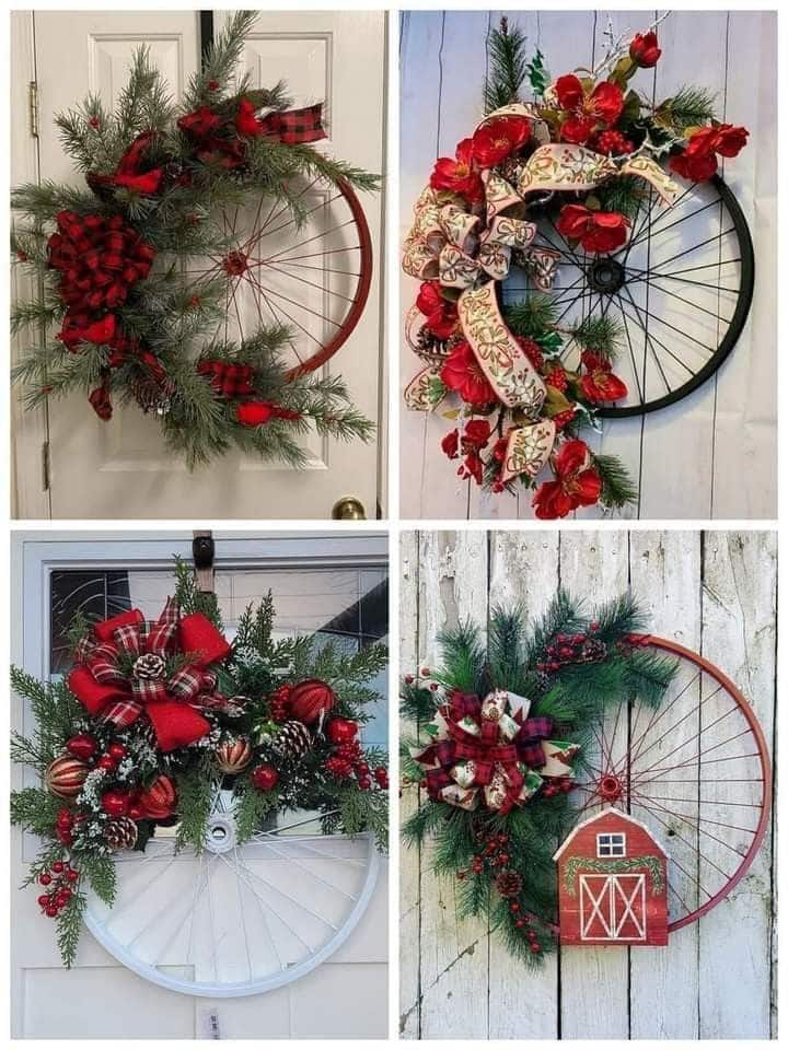 creative christmas decoration with bicycle wheels ideas 5