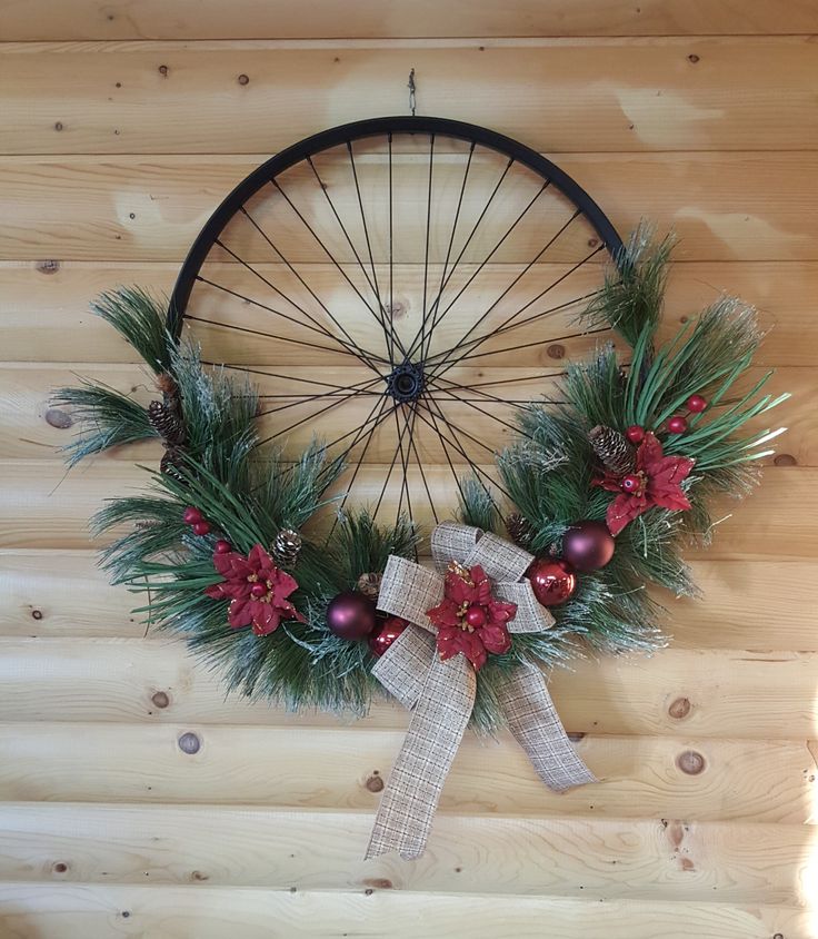 creative christmas decoration with bicycle wheels ideas 9