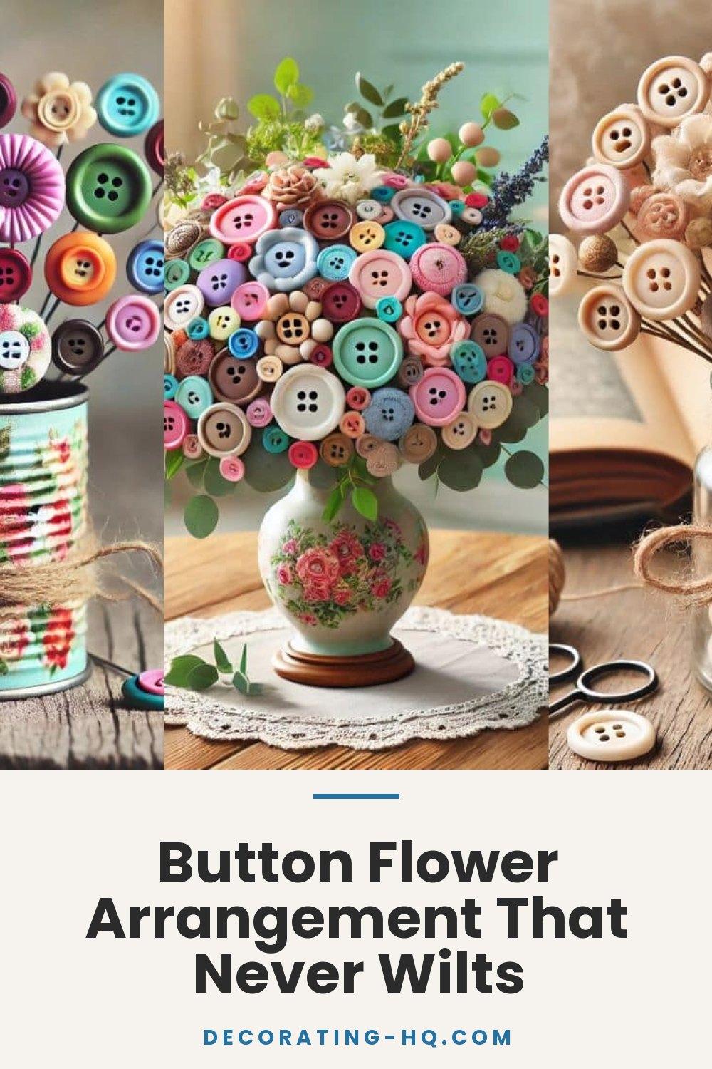 Button Flower Arrangement That Never Wilts