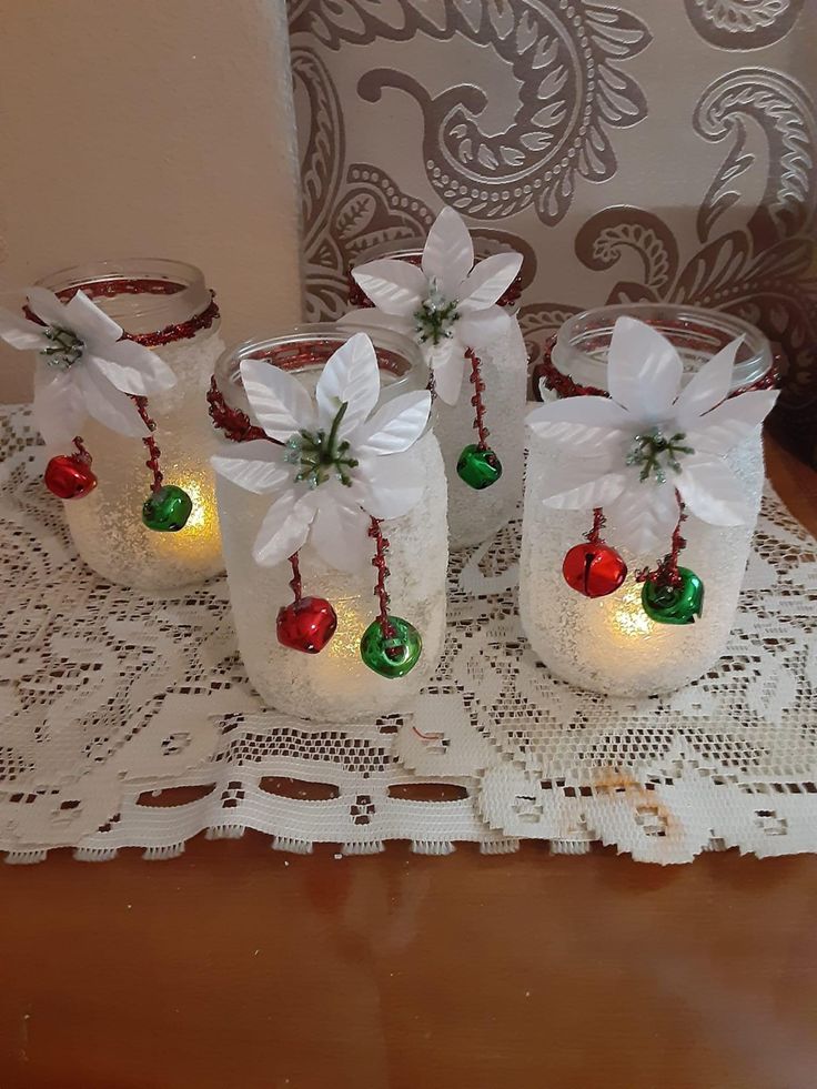 creative ideas for decorating glass jars for christmas