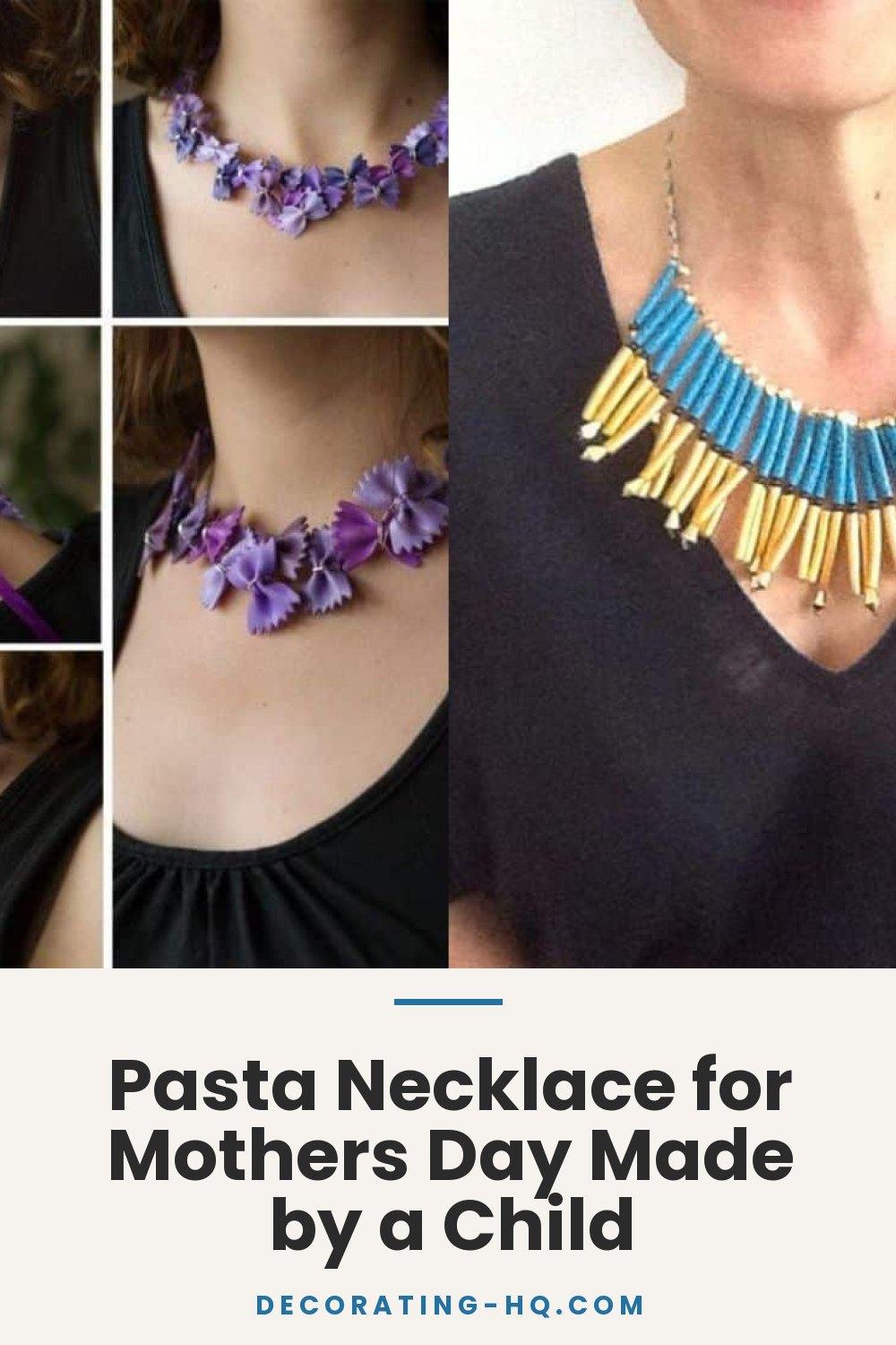 Pasta Necklace for Mothers Day Made by a Child
