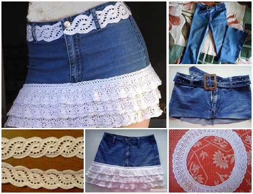 How To DIY Lace Layered Skirt From Old Jean