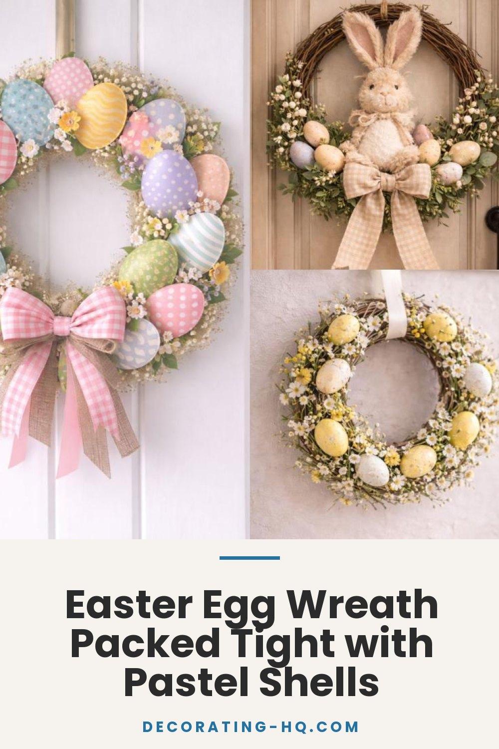 Easter Egg Wreath Packed Tight with Pastel Shells