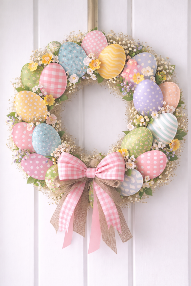 DIY Cute and Colorful Easter Egg WreathY cute and colorful easter egg wreath 9