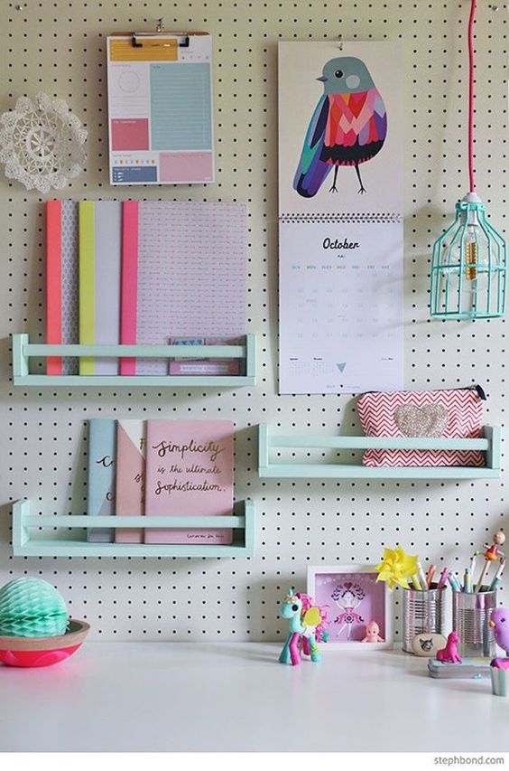 decoracao pegboard quarto