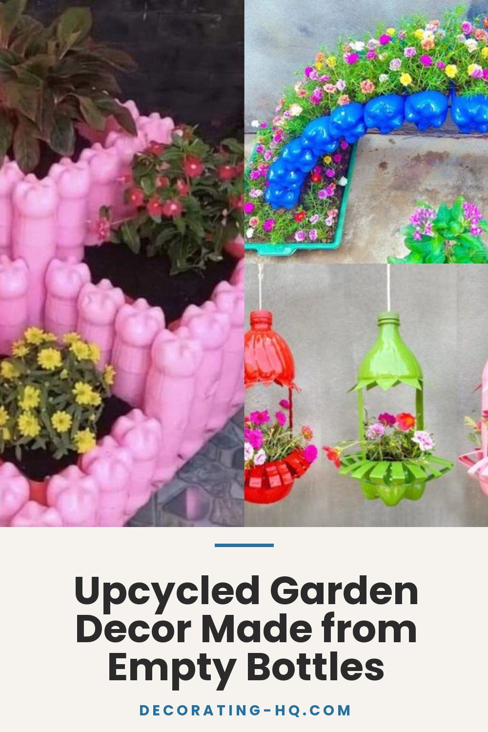 Upcycled Garden Decor Made from Empty Bottles