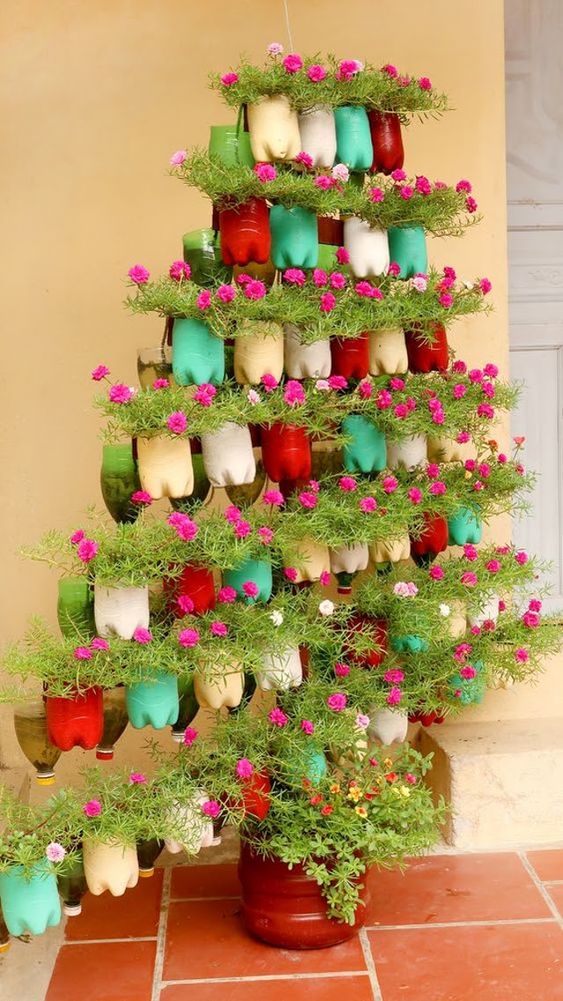 decorate the garden with plastic bottles 2