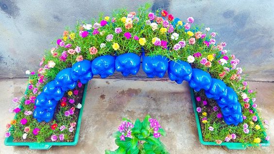 decorate the garden with plastic bottles 3