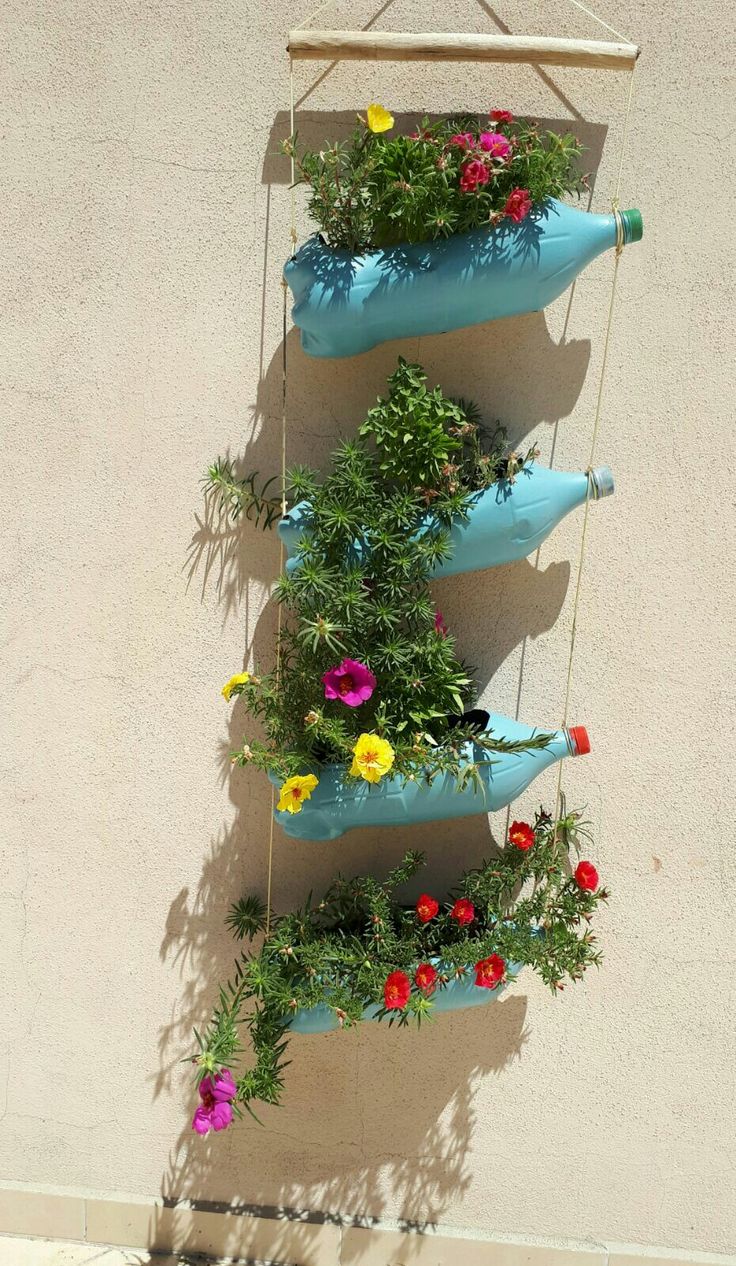 decorate the garden with plastic bottles 8