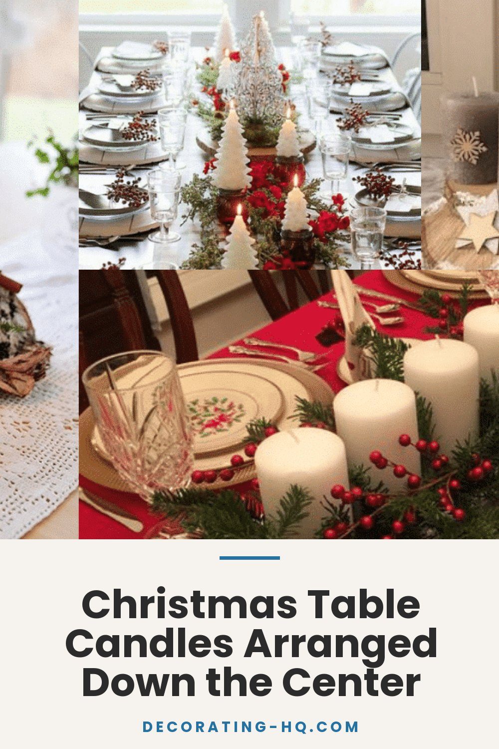 Christmas Table Candles Arranged Down the Center