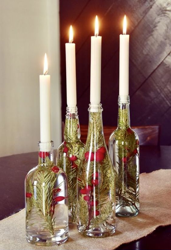 decorating a christmas table with candles 2