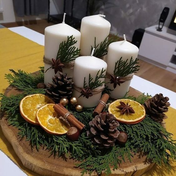 decorating a christmas table with candles 3