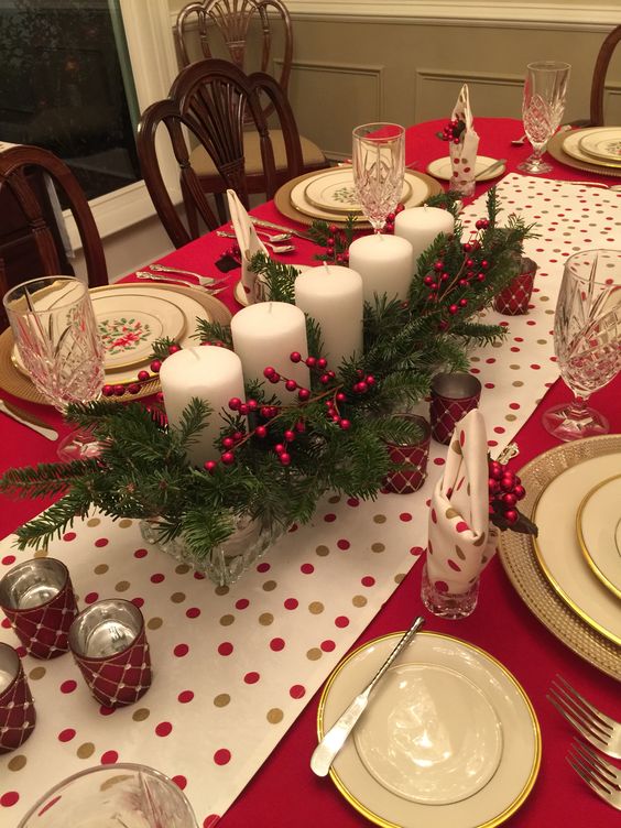 decorating a christmas table with candles 6