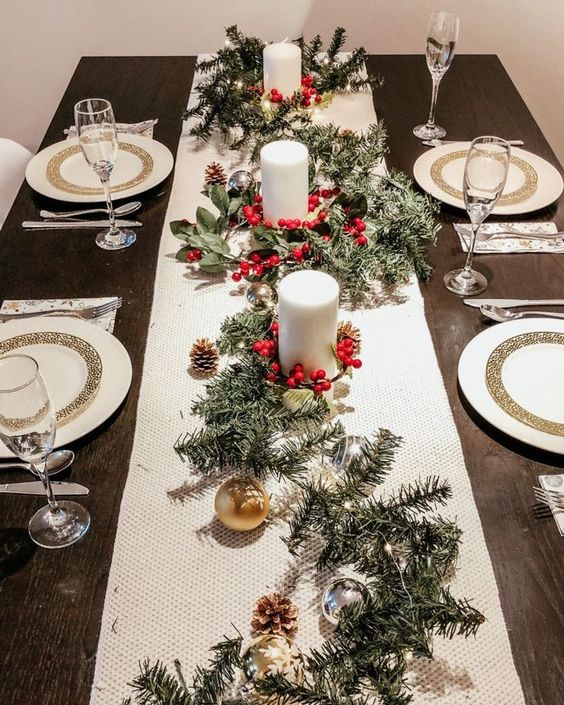 decorating a christmas table with candles 7