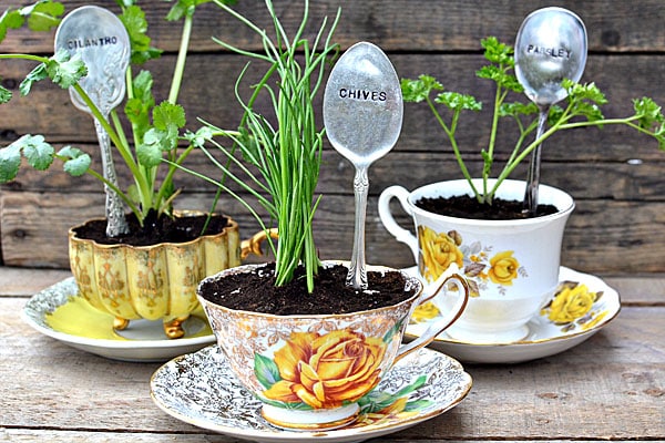 decorating the garden with kitchen utensils 12