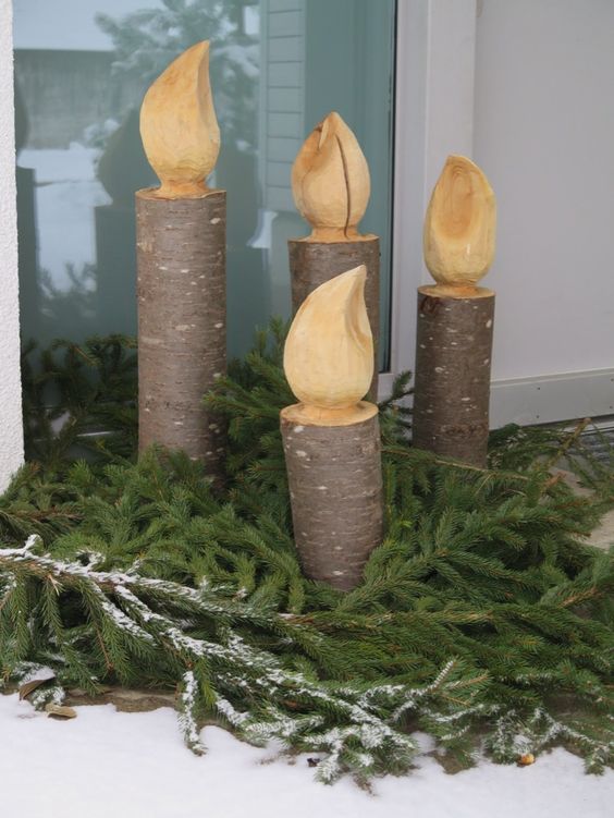 Discover the Magic of Decorative Candles Crafted from Wooden Logs!