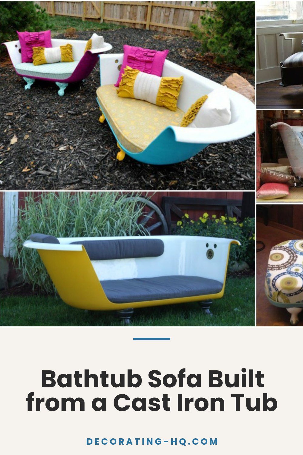 Bathtub Sofa Built from a Cast Iron Tub