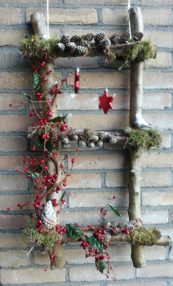 diy christmas decoration with dry branches