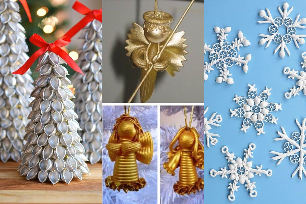 diy christmas decoration with pasta fun holiday crafts 11