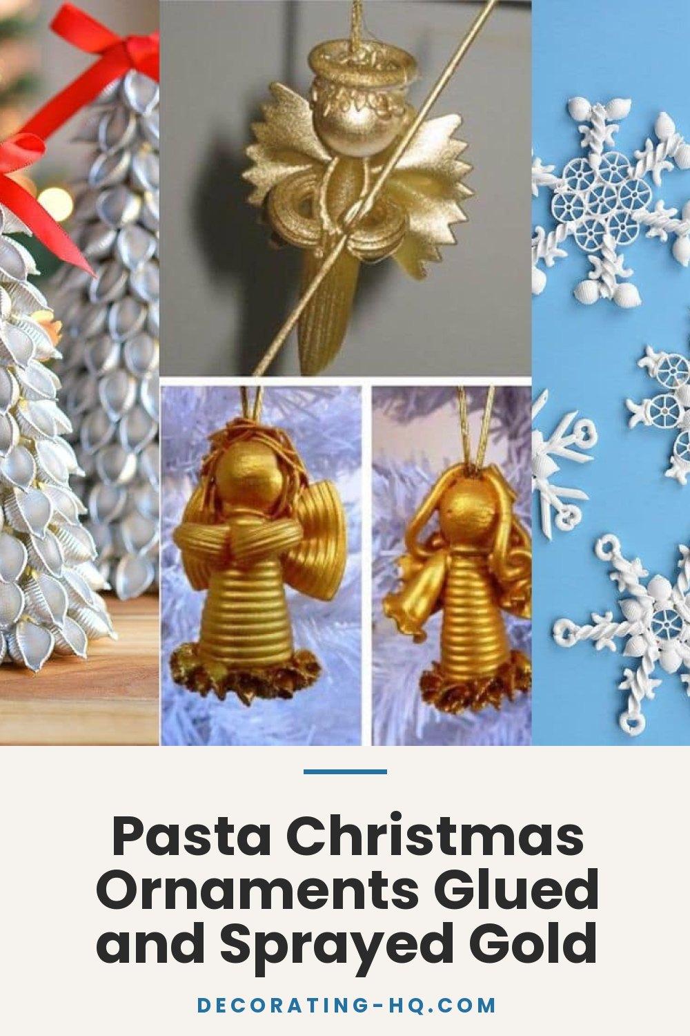 Pasta Christmas Ornaments Glued and Sprayed Gold