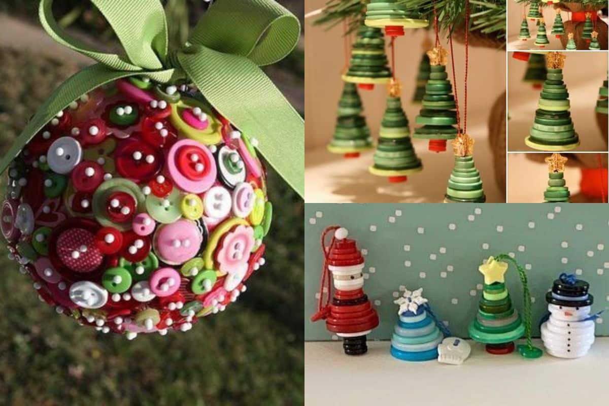 diy christmas tree ornaments made with buttons 10