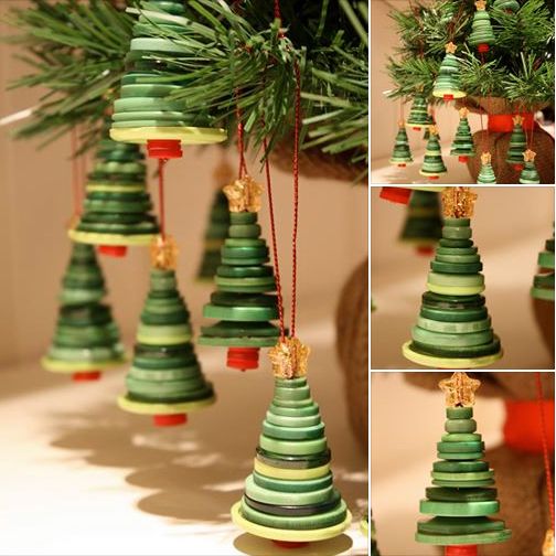 diy christmas tree ornaments made with buttons 9