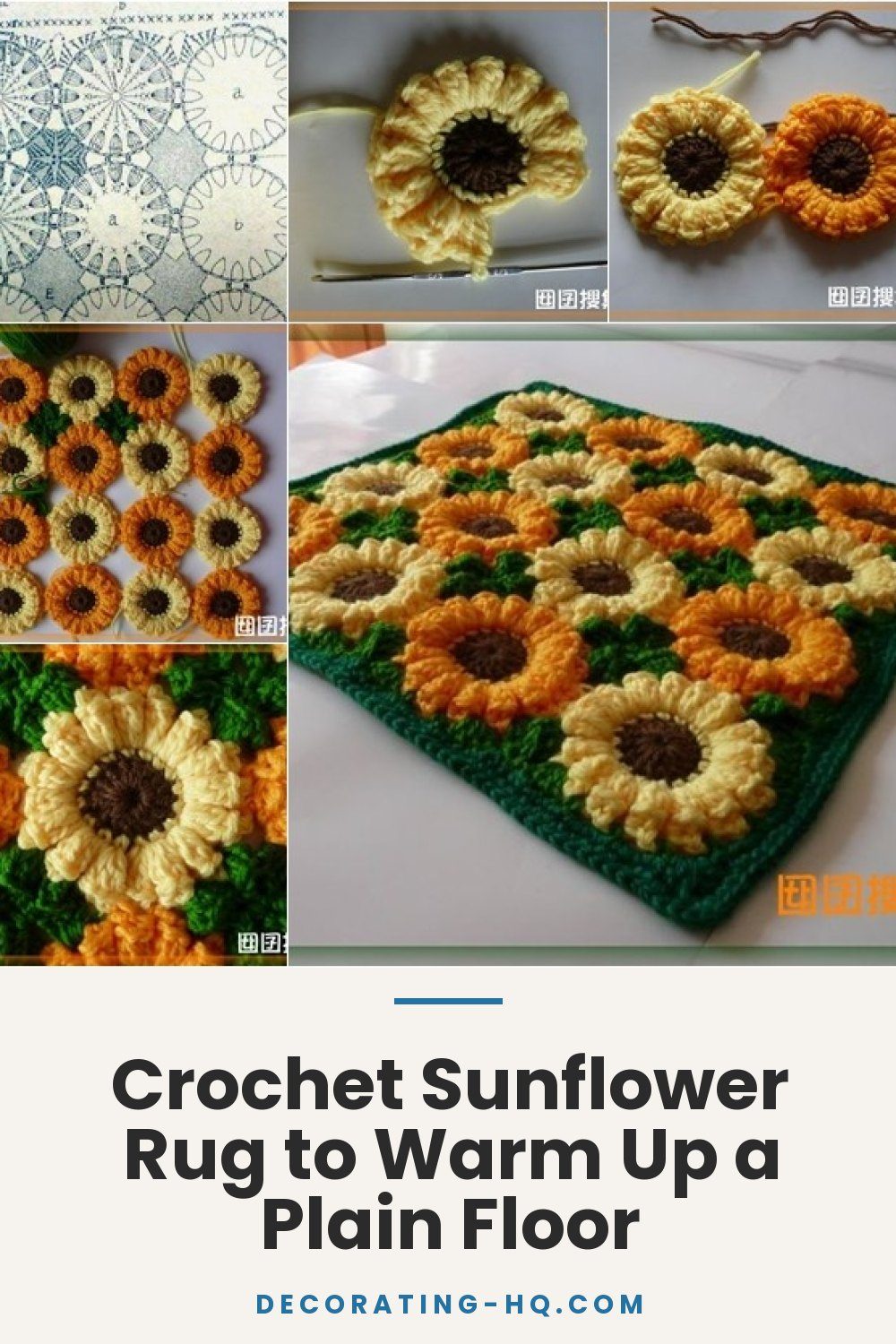 Crochet Sunflower Rug to Warm Up a Plain Floor