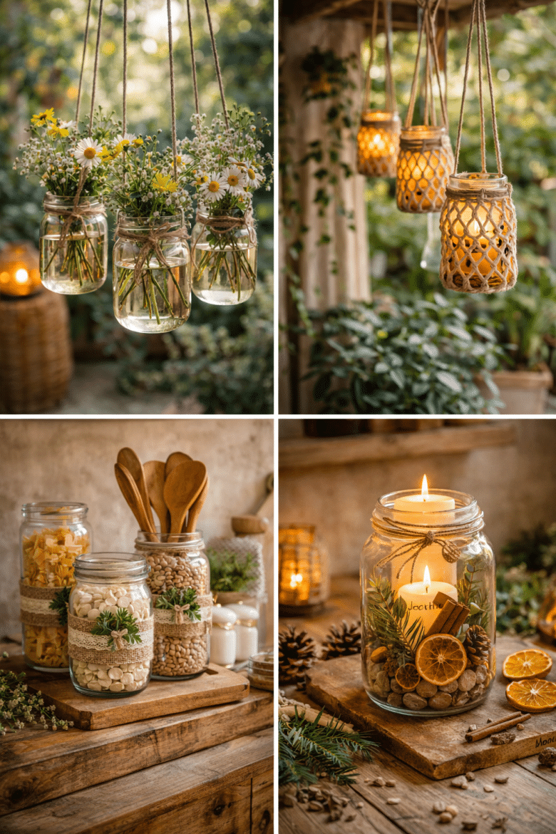 diy decoration with glass jars