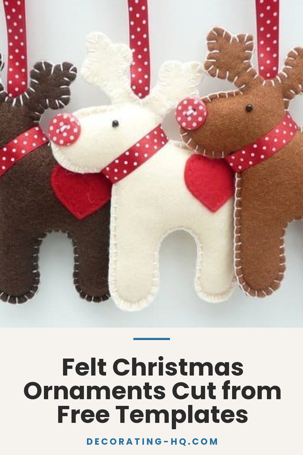 Felt Christmas Ornaments Cut from Free Templates