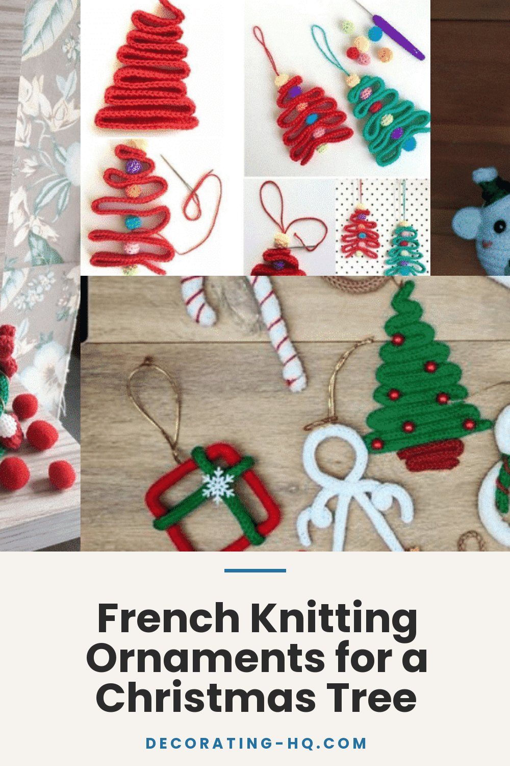French Knitting Ornaments for a Christmas Tree