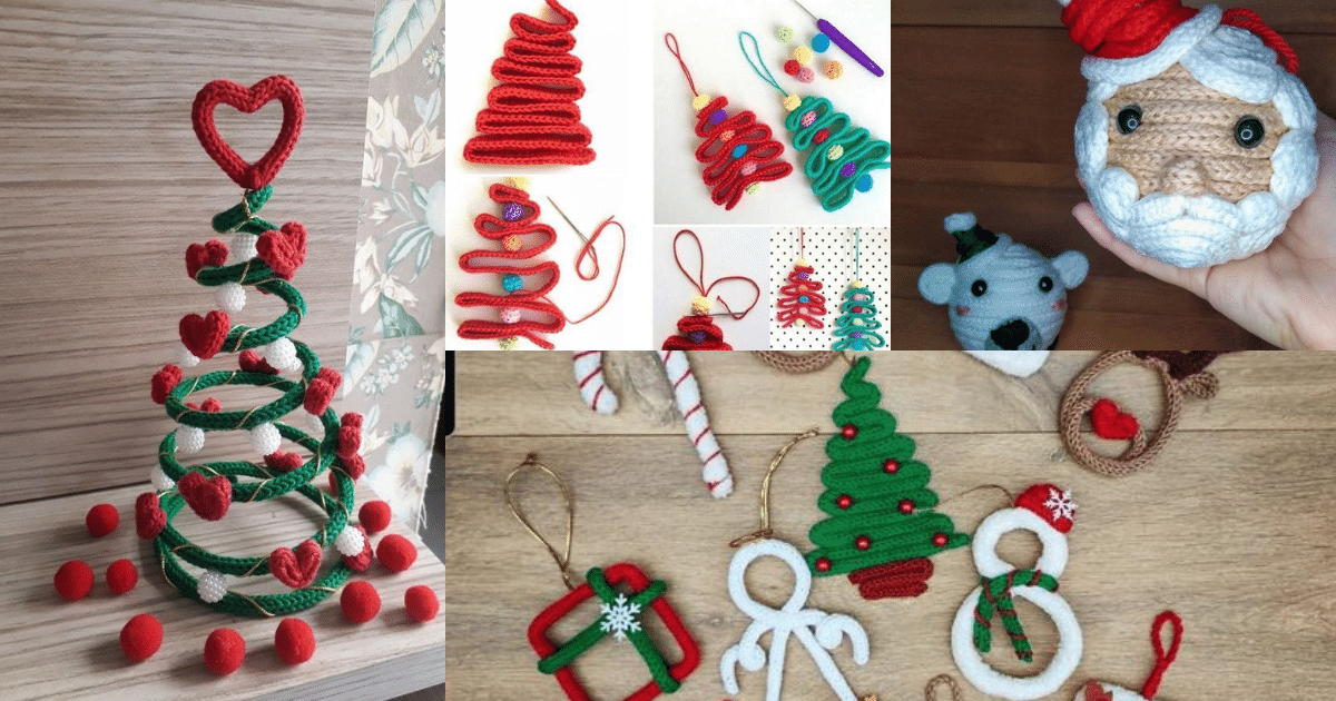diy french knitting ornaments for christmas