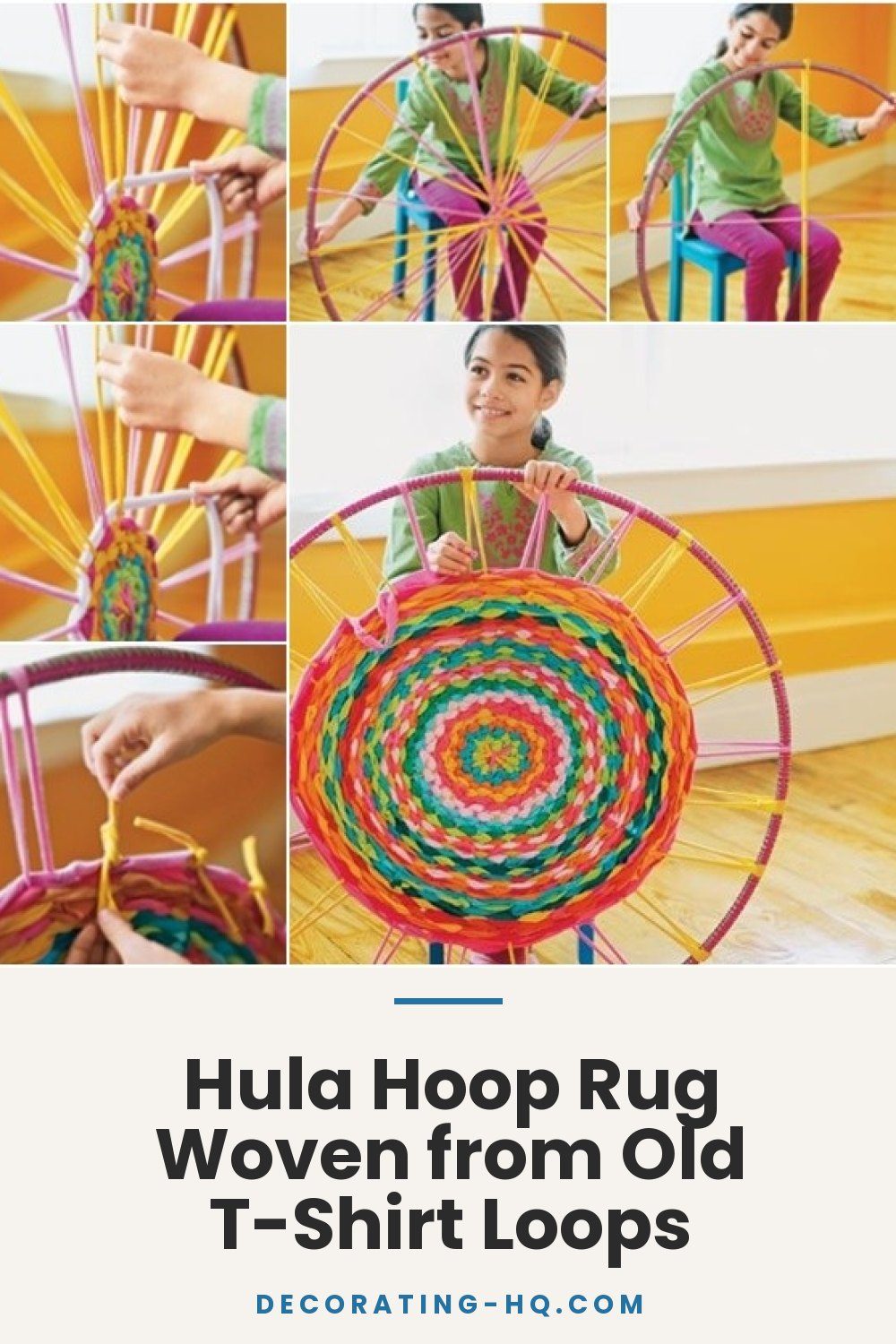 Hula Hoop Rug Woven from Old T-Shirt Loops