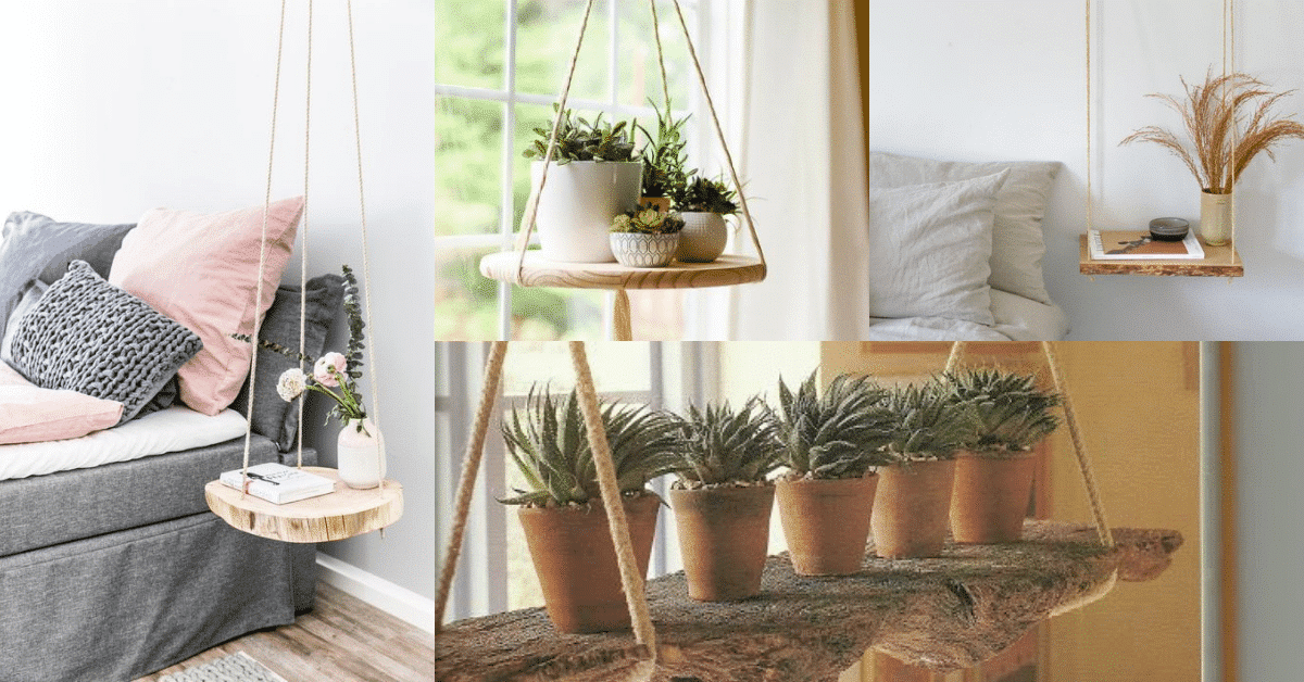 diy rope hanging shelf