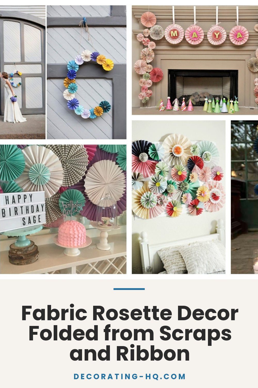 Fabric Rosette Decor Folded from Scraps and Ribbon