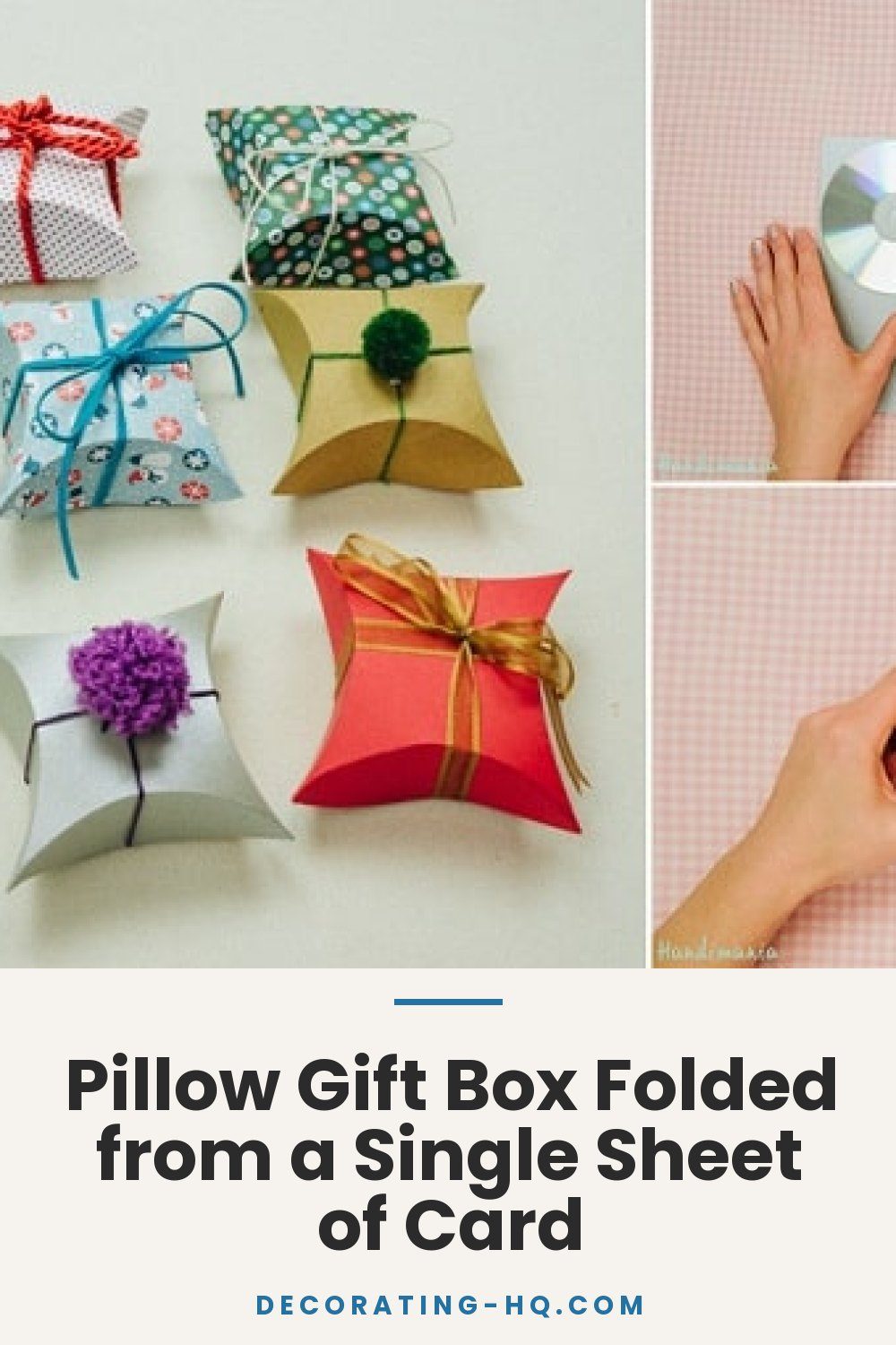 Pillow Gift Box Folded from a Single Sheet of Card