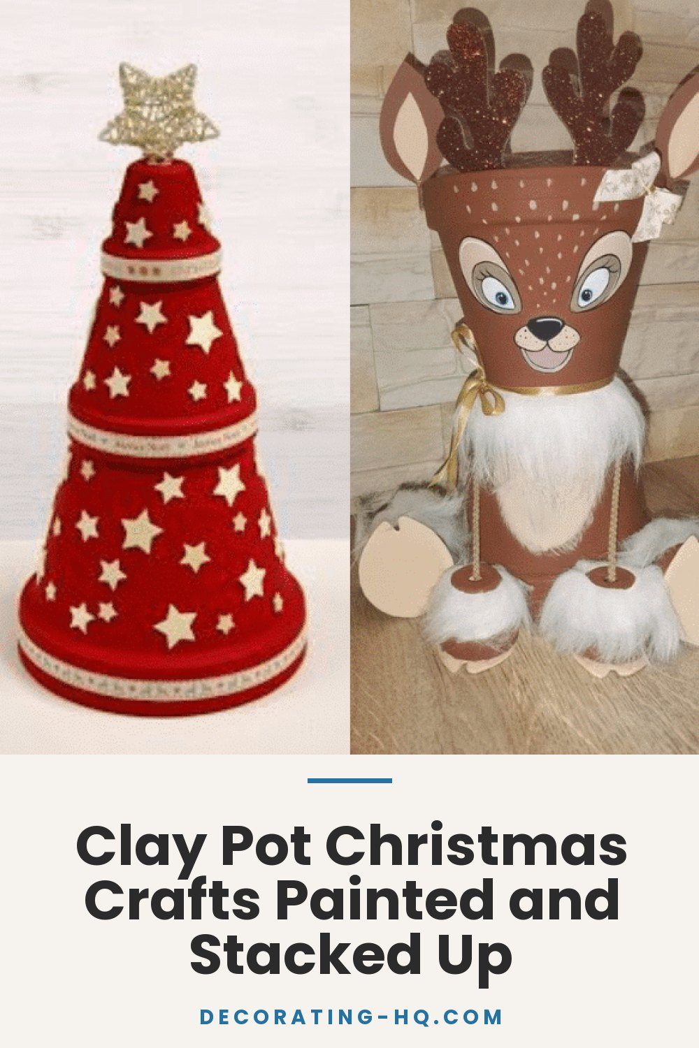 Clay Pot Christmas Crafts Painted and Stacked Up