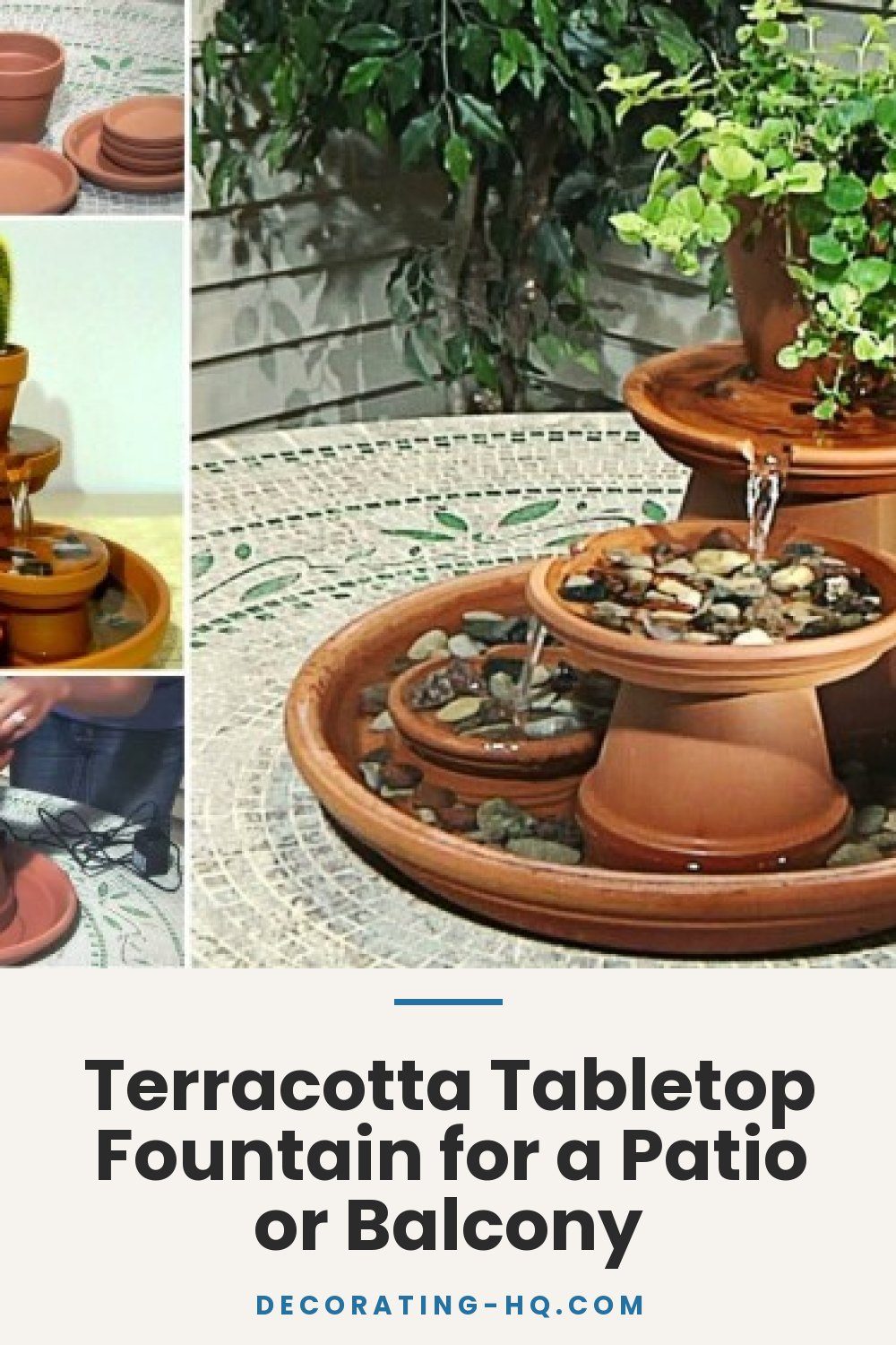 Terracotta Tabletop Fountain for a Patio or Balcony