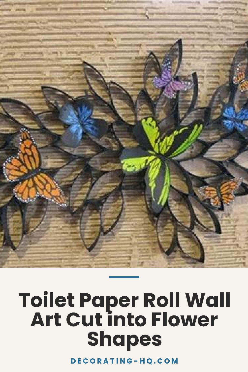 Toilet Paper Roll Wall Art Cut into Flower Shapes