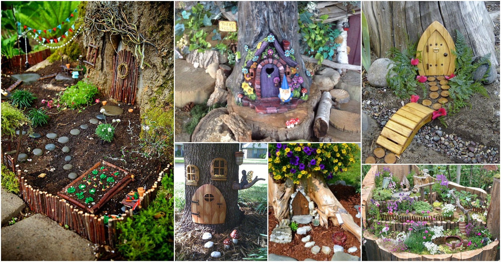 diy tree stump fairy gardens