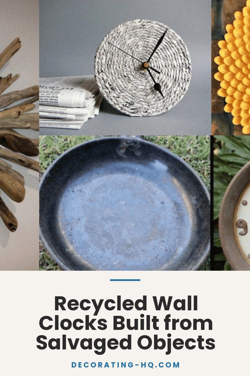 Recycled Wall Clocks Built from Salvaged Objects