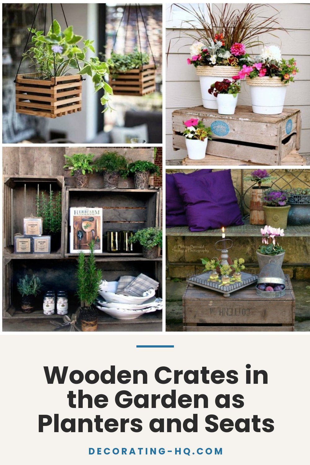 Wooden Crates in the Garden as Planters and Seats