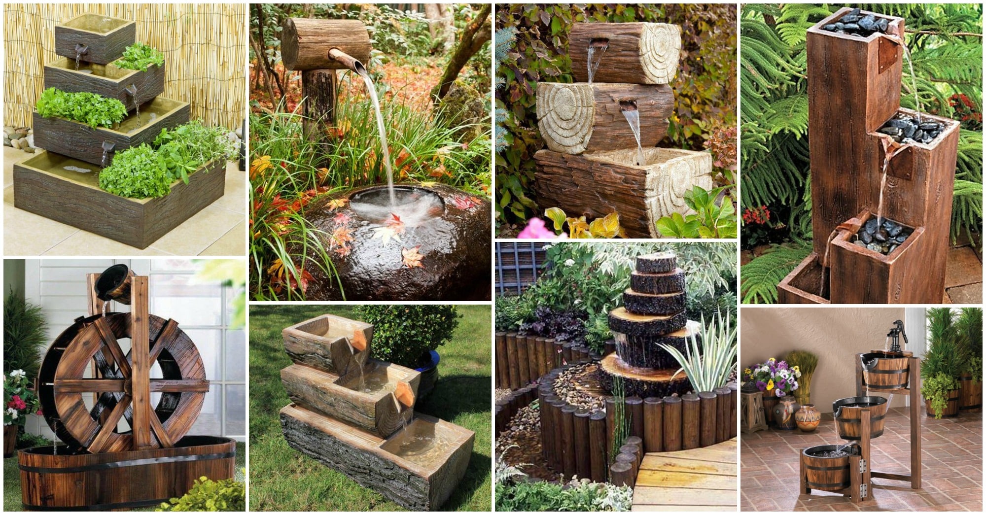 diy wooden garden fountains