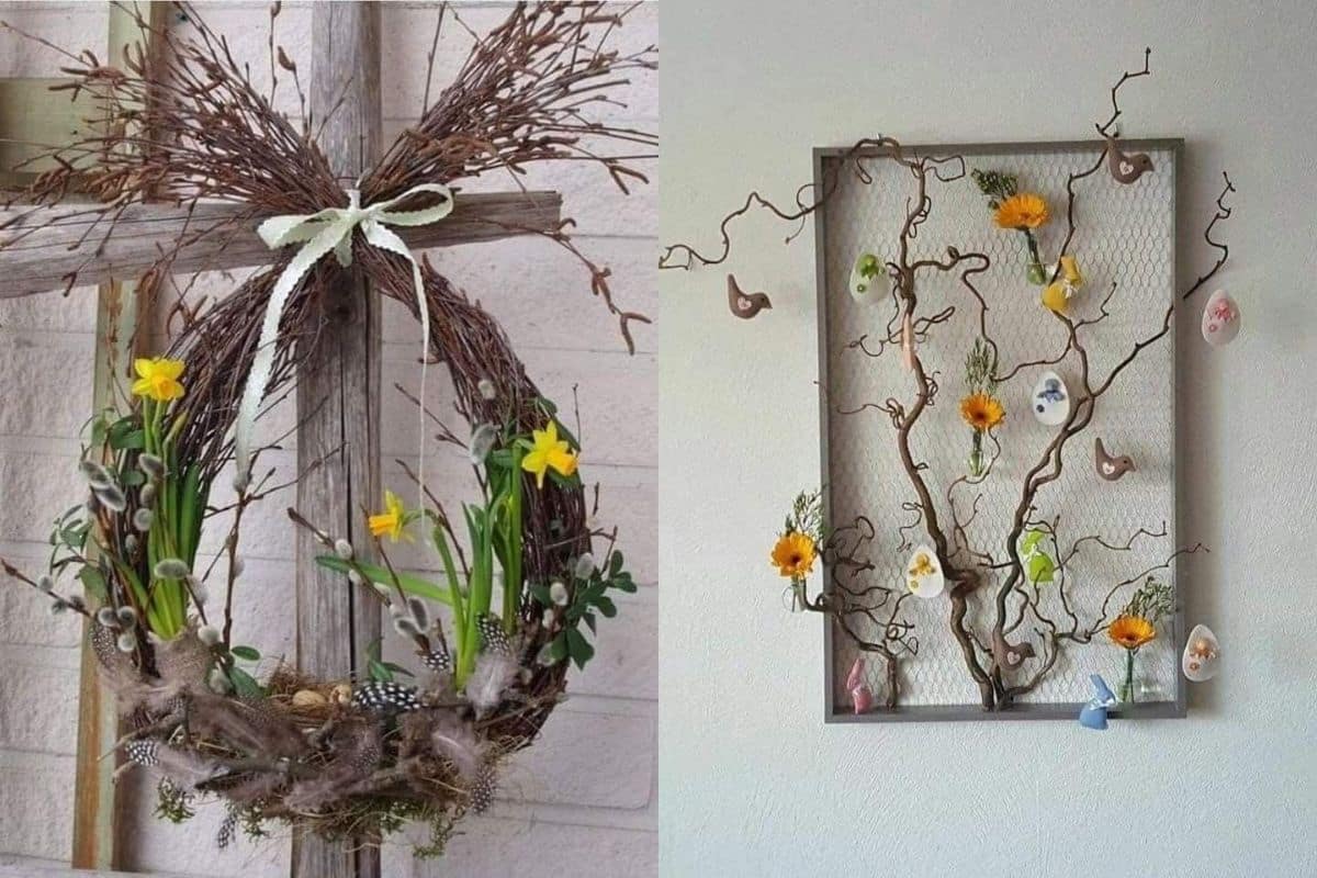 easter decoration ideas with dry branches 10