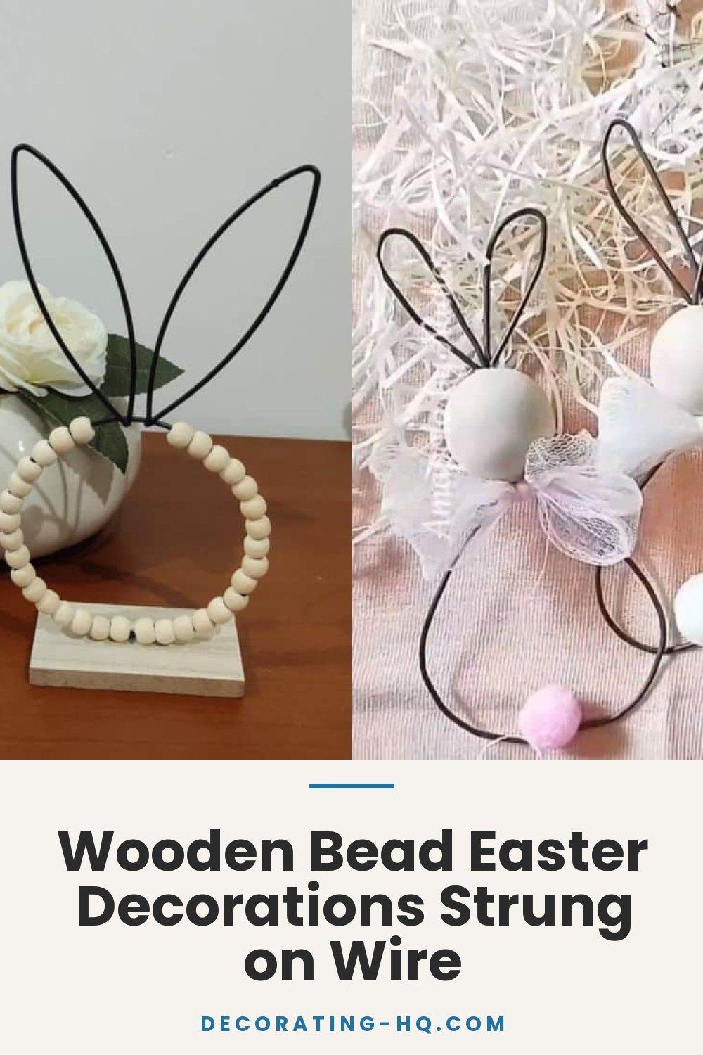 Wooden Bead Easter Decorations Strung on Wire