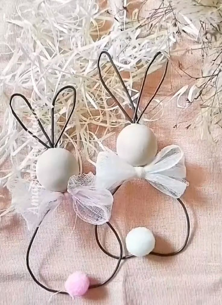 easter decoration with wooden beads and wire