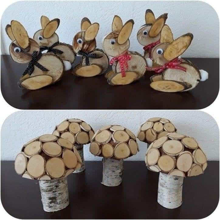 easter decoration with wooden slices 3